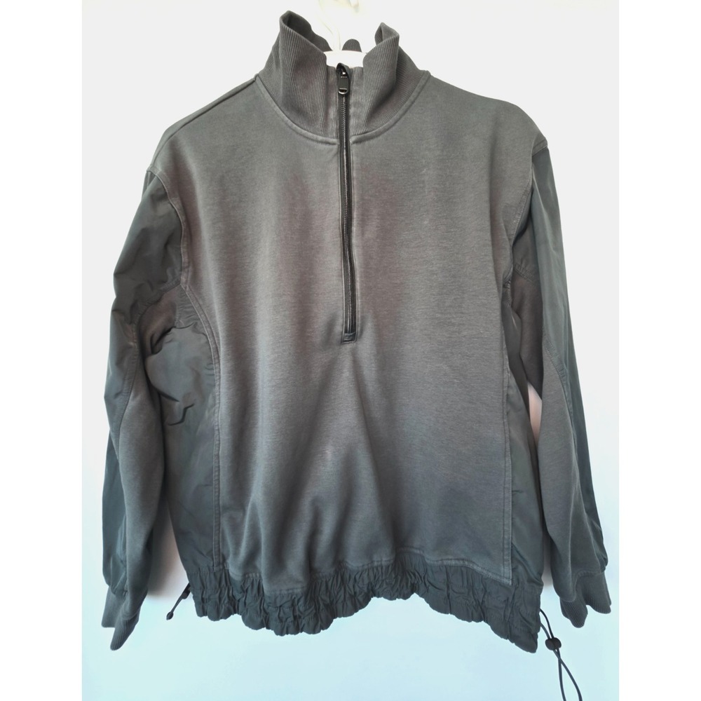 Athleta Womens Half‎ Zip Sweatshirt Green Hybrid Triumph Cinch Waist Pullover S - Picture 6 of 16
